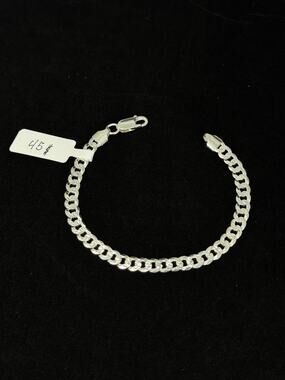 Silver Diamond Cut Curb Link Chain Bracelet 925 Italy 7 Inch 6 Grams